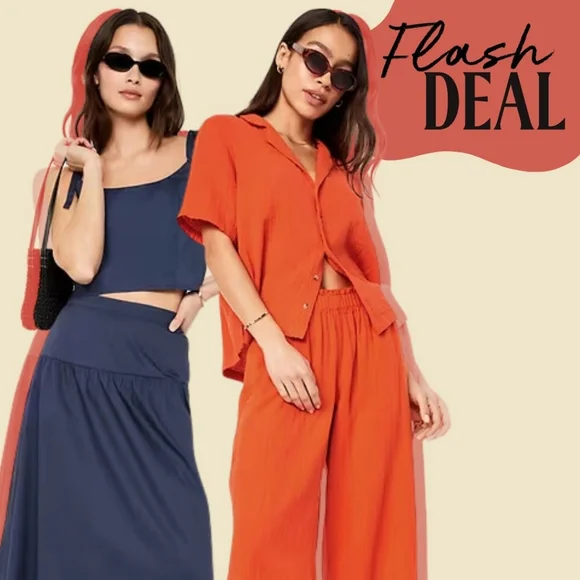 Old Navy Gauze Set Pants And Shirt Orange - Picture 3 of 6